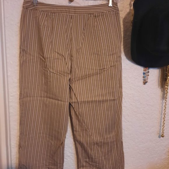 Chico's Cotton Blend Stretch Stripe Crop Pants Chico's 2.5 14-16 - Picture 3 of 5